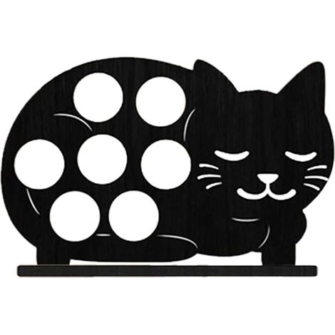 Support à capsules en bois noir Style C, range-thés créatif forme chat, étagère décorative pour comptoir de bar (1/5)