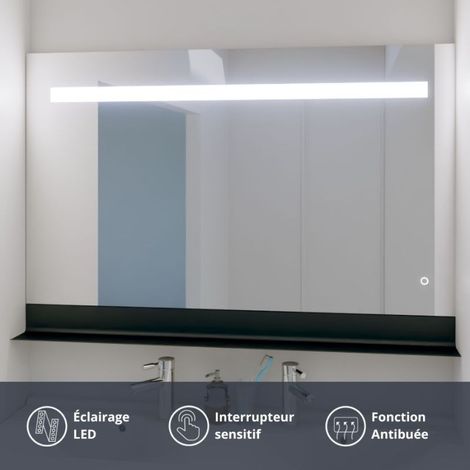 Miroir lumineux antibuée ETAL 120x80 cm avec tablette de rangement (1/6)