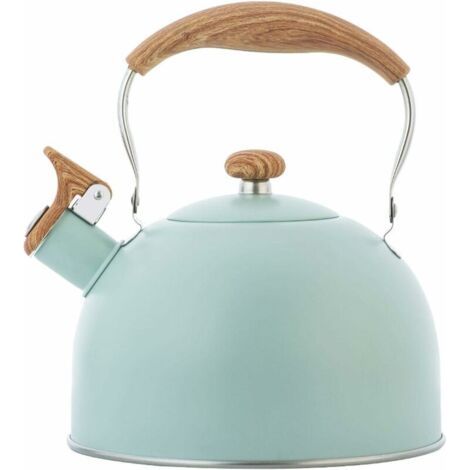 Hervidor silbante, 2,5 L, apto para cocinas de inducción y gas, acero inoxidable, fácil de limpiar, verde. (1/5)