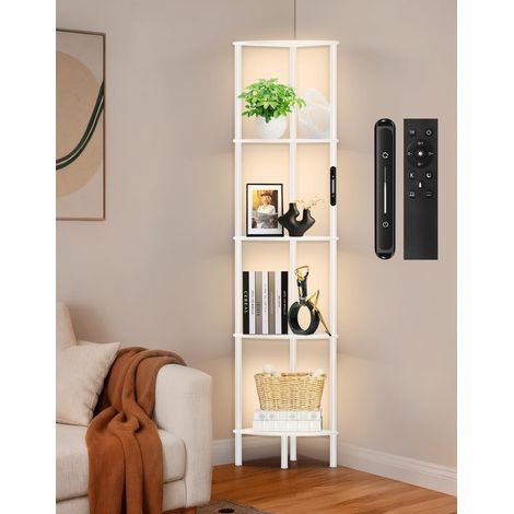 Lampadaire sur Pied Salon avec Étagère d’Angle à 5 Niveaux, 3 Températures de Couleur, Dimmable avec Télécommande & Contrôle Tactile – Bibliothèque Moderne pour Salon, Chambre, Bureau (1/5)