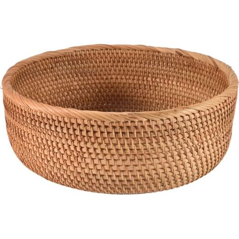 Panier Rond en Rotin Naturel Grand Plateau pour Pain Fruits et Stockage Aliments (1/4)