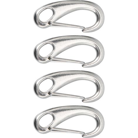 Lot de 4 mousquetons à ressort robustes de 70 mm en acier inoxydable, de qualité marine. (1/5)