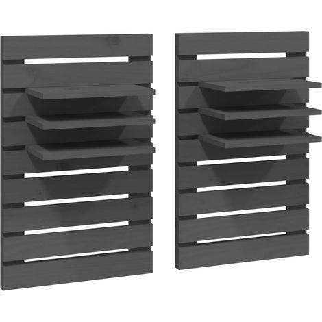 Maison Exclusive - Mensole da Letto a Parete 2 pz Grigio Legno Massello di Pino