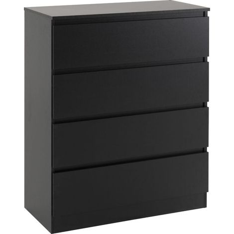 Malvern 4 Drawer Chest - L40 x W80 x H100 cm - Black (1/5)