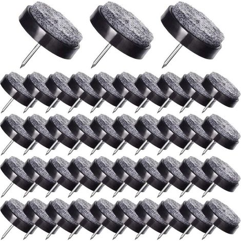 50 Pcs Patin Chaise a Clouer 24mm Noir Tampon Chaise en Feutre pour Protéger Pieds des Meubles (1/4)