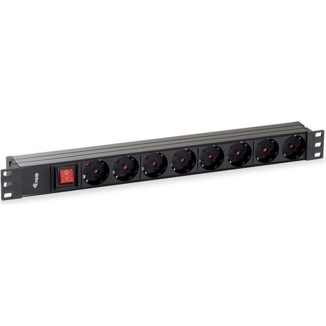 Schuko Rack Steckdosenleiste 8 Steckdosen für 19in 1U mit Schalter
