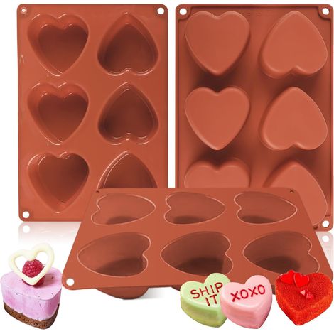 Chocolat de Pâques 3Pcs Moule Silicone Coeur, Moule a Gateau Silicone, Moule Patisserie Savon Gâteau Dessert DIY Outils (1/5)