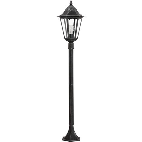 Eglo Navedo lampada a piantana per esterni, lampada per esterni a 1 luce, lampada da terra in fusione di alluminio e vetro, nero con patina argento, attacco E27, 120 cm, IP44 (1/4)