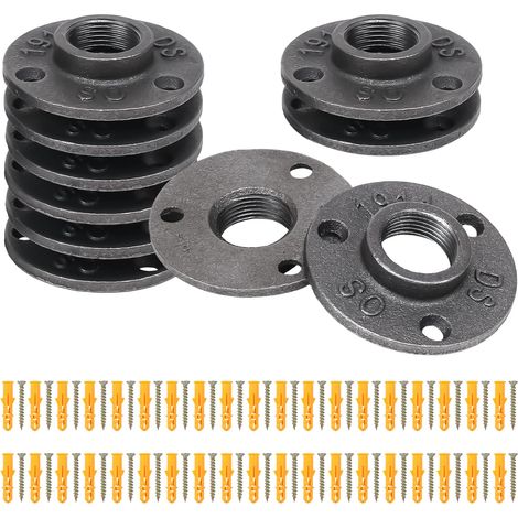 10 Pièces Bride de Plancher Fonte 3/4 '' Noir BSP 3 Trous  BSP Brides de Tuyauterie Raccord Fileté Filetée avec 38PCS Vis