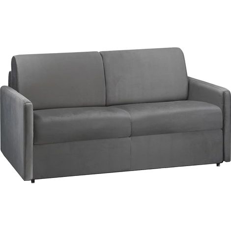 Divano letto 2 posti express in velluto grigio antracite con seduta memory foam - Letto 120 cm - Materasso 22 cm memory foam - CALIFE (1/4)