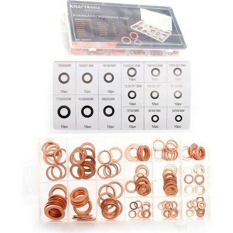 Rondelle in rame Set di rondelle e guarnizioni 150 pezzi Kraft&Dele KD10503 (1/5)
