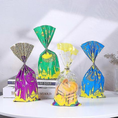 50 sachets cadeaux Eid Mubarak en plastique pour bonbons et biscuits, décoration pour la fête du Ramadan (1/5)