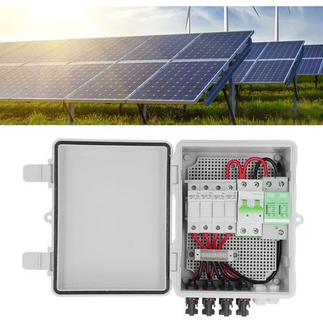 Boîtier de combinaison photovoltaïque Tongou à 4 chaînes avec parafoudre, fusible de courant nominal de 10 A, disjoncteur CC solaire de 63 A, parafoudre et connecteur solaire pour systèmes de producti (1/5)
