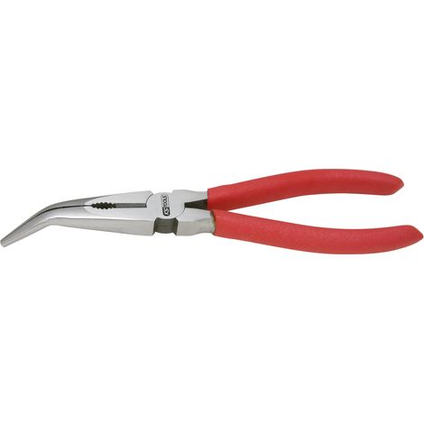 Kstools – Pince à bec demi-rond coudé 45° – Longueur 165 mm – Mâchoires dentées pour coupe précise – Pour fils en acier dur et semi-dur (1/5)
