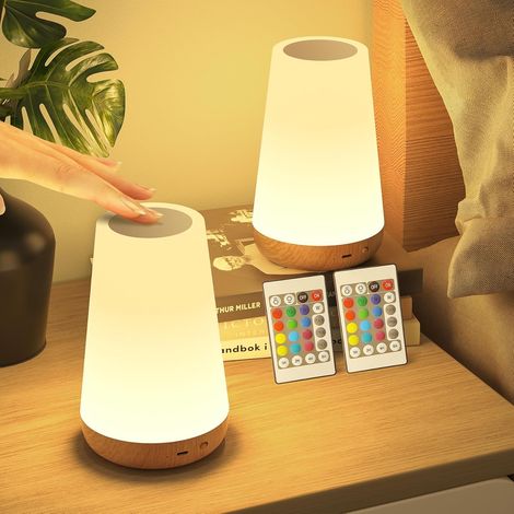 Veilleuse 13 couleurs (2 pièces), télécommande RGB, intensité réglable, lampe de table/veilleuse portable, lampe de table à intensité réglable 3 W (1/5)