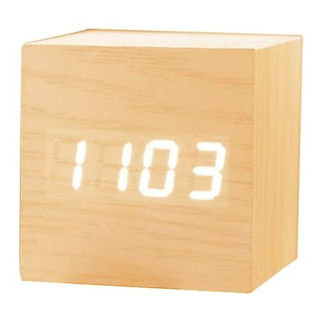 Réveil numérique LED carré en bois. contrôle sonore. écran digital. alimentation USB/AAA. horloge de table électronique. design élégant. fonction tactile. affichage lumineux. 2 modes d'alimentation. c (1/5)