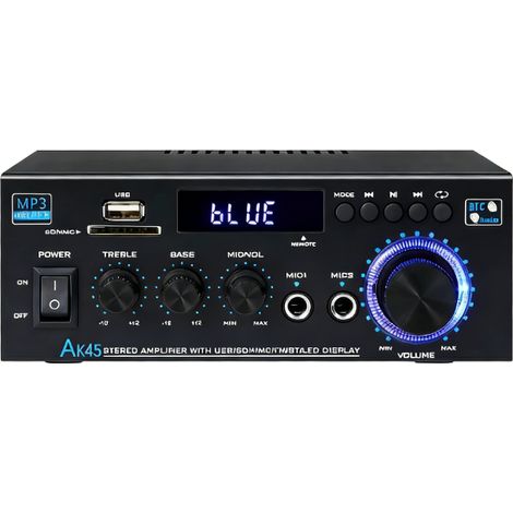 Amplificateur Audio Domestique - Ampli Stéréo 2.0 Canaux - Bluetooth 5.3 - Entrées RCA USB Micro - 300 W - Pour Karaoké Salle De Garage Home Cinéma