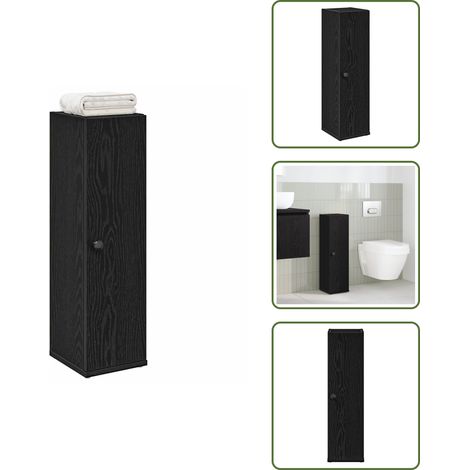 The Living Store Badezimmerschrank mit Rollenhalter Schwarz 20,5x22x72 cm - Toilettenpapierhalter (1/5)