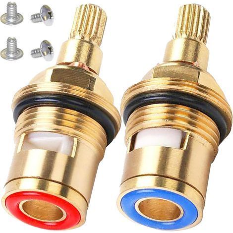 Replacement cartridge for 1/2" ceramic tap, 20 clicks, brass universal valve with screw for kitchen and bathroom (hot and cold water) (1/5)