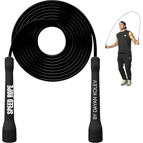Corde à Sauter - 5 mm PVC - Réglable par Coupe - Poignées Ergonomiques - Pour Fitness Cardio Boxe CrossFit - 1 pièce (1/3)