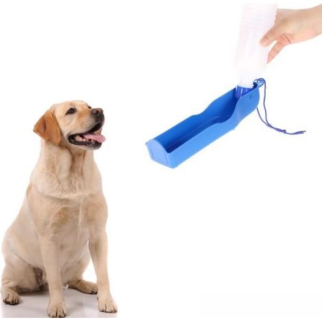 Bouteille d'eau boisson pour Chien 500ml Portable Animaux Voiture Voyage Randonnée Promenade en Plein Air 26 6.7 6.5 cm bleu (1/4)