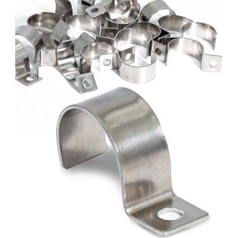 Mini Collier de Serrage en U - Collier de Fixation Ø 6 mm - Support de Câble - Acier Inoxydable - Patte de Fixation Latérale Lot de 25 Pcs (1/5)