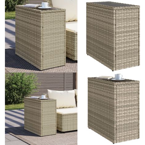 Garten-Beistelltisch mit Glasplatte 58x27,5x55 cm Poly Rattan - Gartentisch - Outdoor Möbel - Balkonmöbel - Esszimmerset - Terrassenmöbel - Home & Living (1/5)
