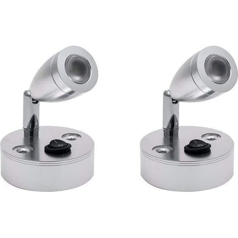 LED reading lamp with switch for motorhomes, caravans and boats, 12V, white light, silver, pack of 2 (1/5)