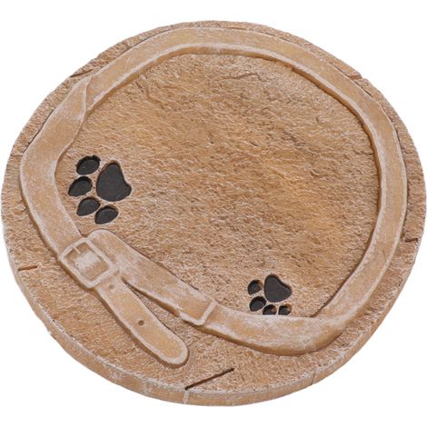 Pierre tombale pour animaux de compagnie avec empreinte de patte et ceinture décoratives en résine, lettrage à faire soi-même, pour chiens et chats, couleur jaune sable (1/5)