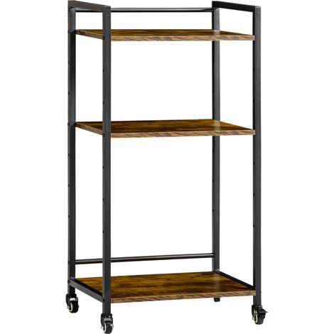 Bureau, avec étagères, brun, 30 x 35 x 100,5 cm, pour bureau, surface de travail pratique, poste de travail maison, format pratique (1/5)