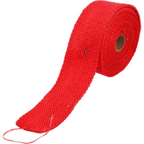 Ruban isolant thermique pour échappement de 5 m en fibre de verre avec attaches en acier allié, rouge, pour voiture et moto (1/5)
