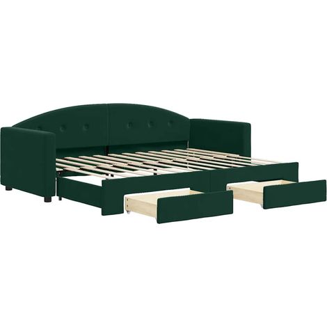 Maison Exclusive - Divano Letto Estraibile Cassetti Verde Scuro 80x200cm Velluto