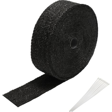 Wolketon 10M Titanio Aislamiento Térmico Cinta Tubo de Escape Negro Con 10 Bridas Metálicas