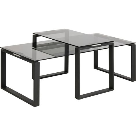 Conjunto mesa de centro Norsica 258 , 45x69x115cm, Diámetro: 0, Vidrio templado, Angular