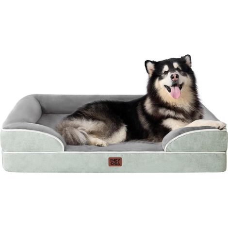 Hundebett orthopädisches XXL L 132 x B 104 x H 20 cm Gräuliches Grün (1/5)
