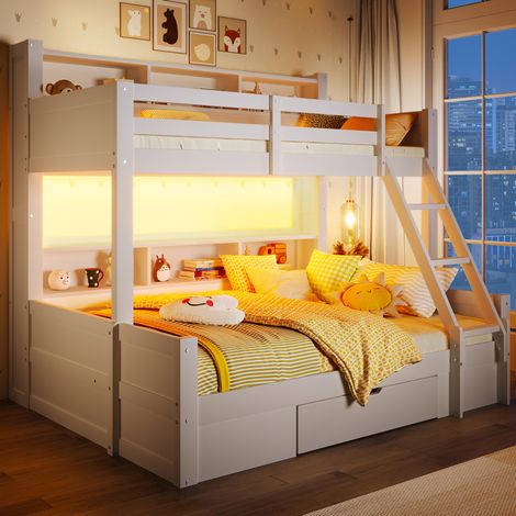 Bett Etagenbett Stauraum 90x200 140x200 Kiefer OKMYHOME (1/5)