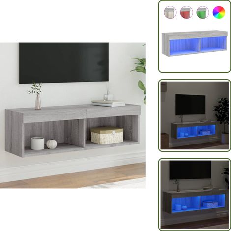 The Living Store TV-Schrank mit LED-Leuchten Grau Sonoma 100x30x30 cm - LED-Leuchten (1/5)