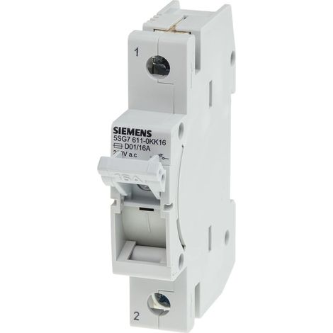 Siemens MINIZED, seccionador portafusibles, D01, 1 polo, In: 16 A, Un AC: 230 V, 5SG76110KK16