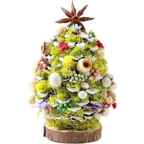 Sapin de Noël décoratif en bois et mousse - KAGOLOW - DIY - Décoration de table naturelle - Fait à la main (1/5)
