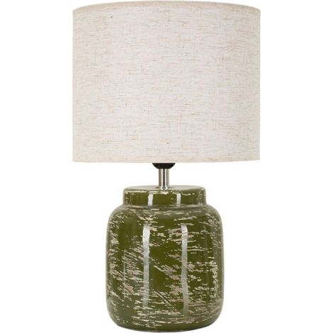 Lampe de table en céramique verte, diam. 27 x 47,5 cm, style contemporain (1/5)