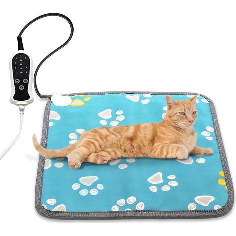Tapis Chauffant Pour Animaux, Coussin Chauffant Chat Étanche 9 Niveaux Température et 4 Minuteries, Tapis Réchauffant Intérieur Automatique (1/5)