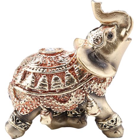 Statuette Éléphant Porte-Bonheur Feng Shui Doré à Ornementer Intérieur (1/5)