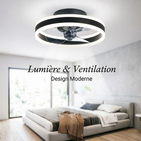 MRTRS-Ventilateur de plafond 48W DC avec lumière, télécommande, moteur silencieux (≤20dB), 6 vitesses de ventilation réglables, convient aux maisons et appartements. (1/5)