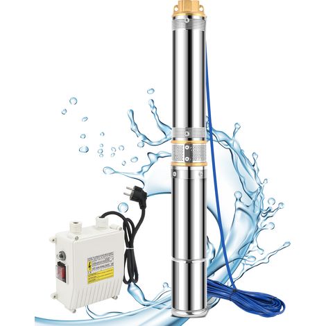 TolleTour 750W Tiefbrunnenpumpe Brunnenpumpe 4.5 Zoll bis 4000 L/h Sandverträglich Tauchpumpe Edelstahl Wasserpumpe Gartenpumpe mit Schaltbox