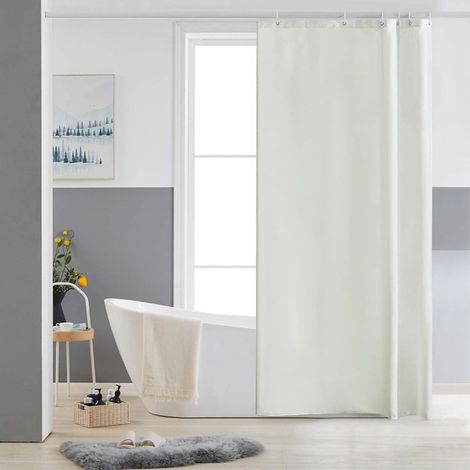 1 Rideau De Douche,90x180cm,Polyester,Beige,Anti Moisissure,Salle De Bain