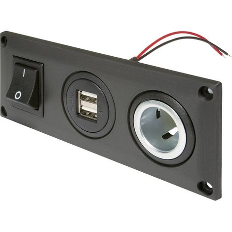 ProCar Presa da incasso con presa doppia USB-A commutabile + 1 presa di corrente Portata massima corrente=20 A 12 V, 24 (1/2)