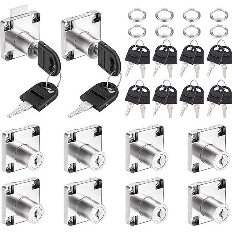 10 Zinc Alloy Furniture Locks with 20 Keys Drawer Locks for Office Furniture with Thickness of 17-22mm Locks for Office Storage Chests Wood (1/5)