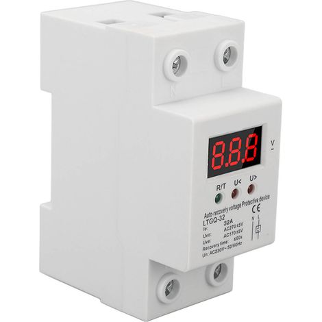 Über- und Unterspannungsschutz mit automatischer Wiederherstellung, Schutzrelais, Digitalanzeige, 2-polig, 230 V AC, 32 A (LTGQ-32) (1/5)