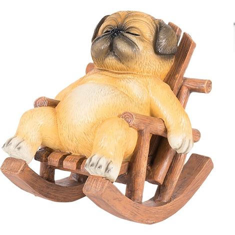 Figurine Chaise à pour bascule Résine Chat Chien pour déco Bureau Figurine Animal Chaise à pour bascule en Résine, Décoration Mignonne Chat ou Chien pour Bureau et Maison, Gris (1/5)