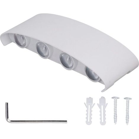 Applique Murale LED avec Corps Blanc Émaillé Lumière Blanc Froid pour Hotel Salle Jardin Chambre 90‑265V 8W IP67 Aluminium Allié (1/4)